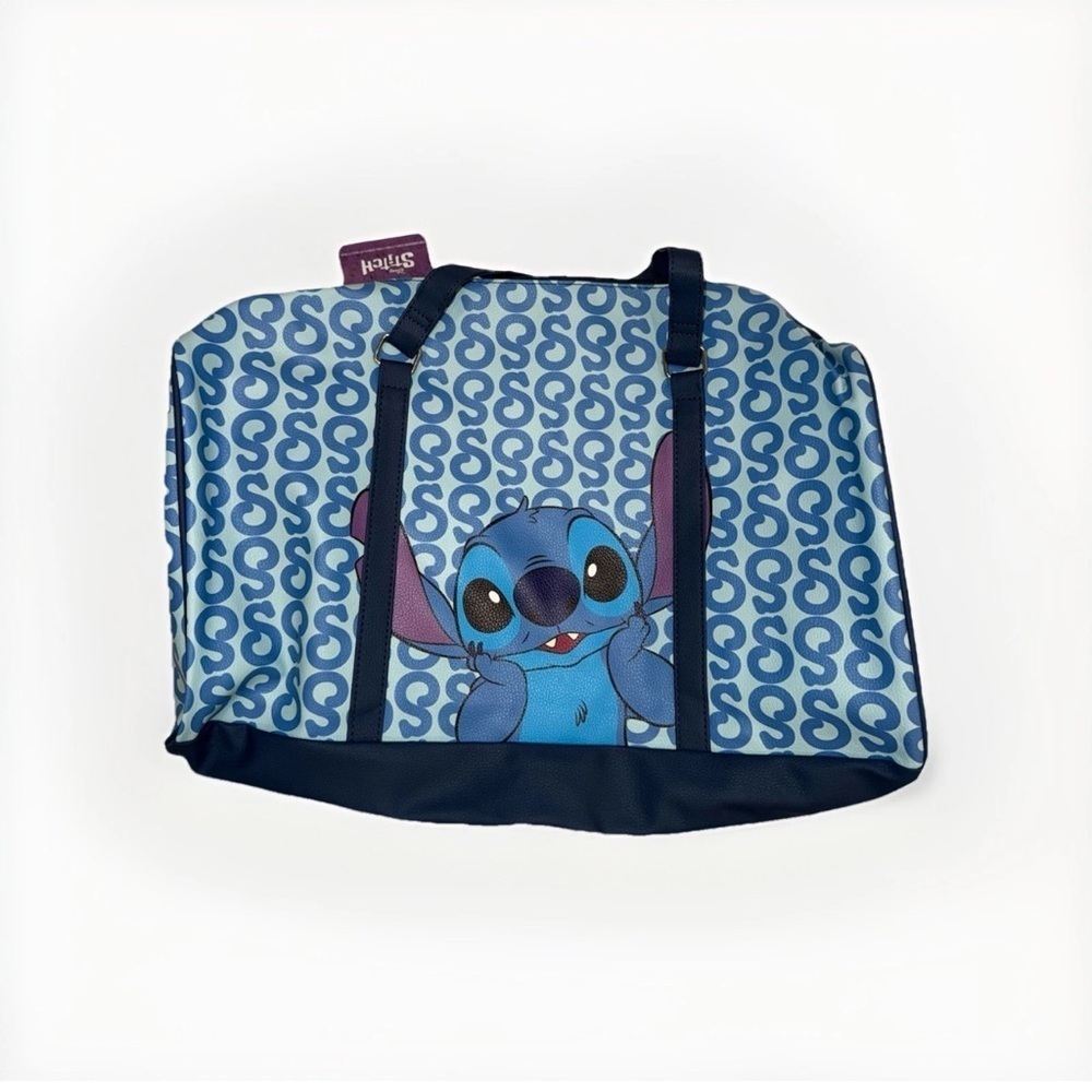 Disney Lilo & Stitch Weekender Duffel Bag Blue Faux Leather Overnight Carry-On